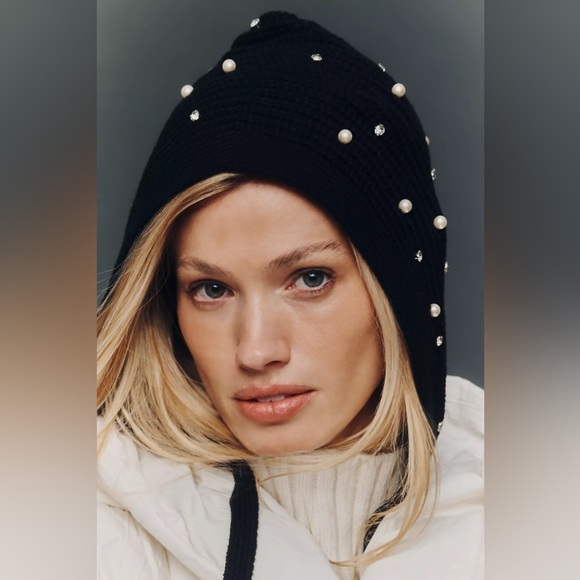 Anthropologie Black Pearl-Embellished Hat - Picture 3 of 16